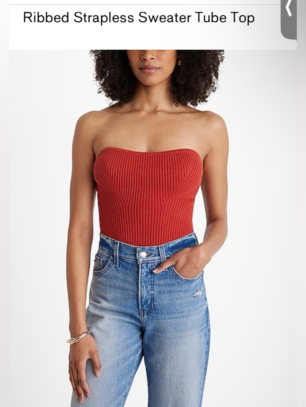 Express Red and tan Ribbed Knit Tube Top with Tags - Picture 2 of 16
